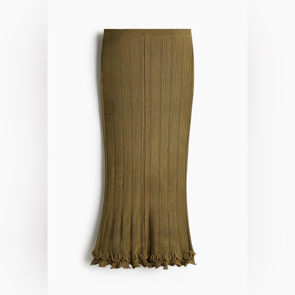 H&M Olive Ribbed Pencil Skirt
